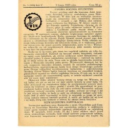 WRN [Wolność Równość Niepodległość]. R. 5 (1943). Nr 3 (109) (5 lutego 1943)