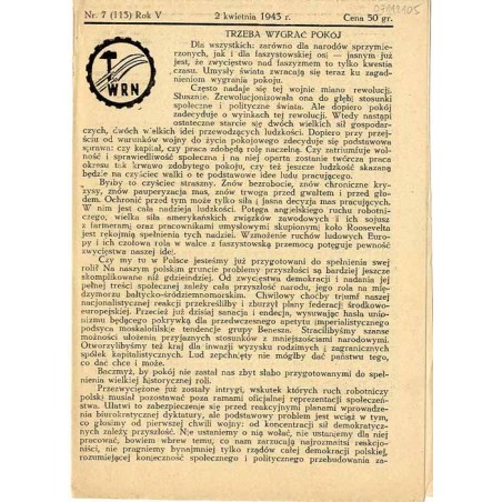 WRN [Wolność Równość Niepodległość]. R. 5 (1943). Nr 7 (113) (2 kwietnia 1943)
