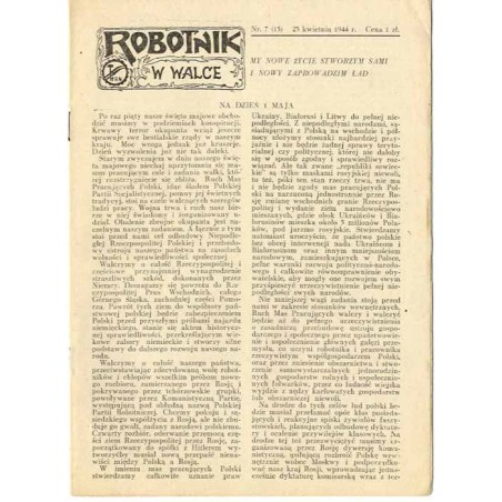 Robotnik w Walce. R. 2 (1944). Nr 7 (15) (23 kwietnia 1944)