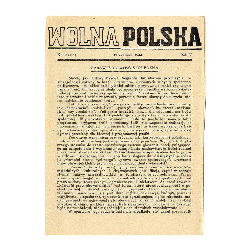 Wolna Polska. R. 5 (1944). Nr 9 (111) (17 czerwca 1944)