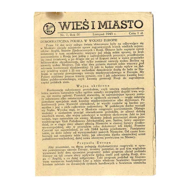Wieś i Miasto. R. 4 (1943). Nr 7 (Listopad 1943)
