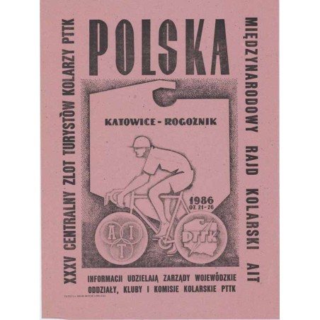Polska Katowice - Rogoźnik 1986 07.21-26 XXXV Centralny Zlot Turystów Kolarzy PTTK Międzynarodowy Rajd Kolarski AIT