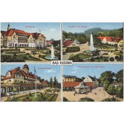 Bad Kudowa. Fürstenhof. Charlottenbad. Kurplatz mit Schloß. Eugenquelle und Marienbad