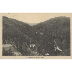 Waldpartie aus Bad Kudowa. Forsthaus-Restaurant mit Heuscheuerstraße