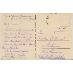 Waldpartie aus Bad Kudowa. Forsthaus-Restaurant mit Heuscheuerstraße