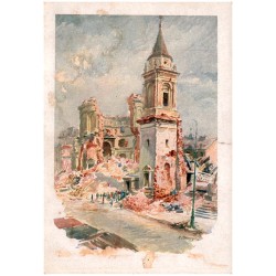 Warszawa zburzona przez Niemców podczas Powstania 1944 [...] Plac Trzech Krzyży. Ruiny kościoła św. Aleksandra. W. Chmielewski p