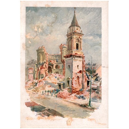 Warszawa zburzona przez Niemców podczas Powstania 1944 [...] Plac Trzech Krzyży. Ruiny kościoła św. Aleksandra. W. Chmielewski p