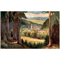 Bad Reinerz, oberes Badeteil. Künstlerpostkarte nach einem Aquarell von A. Jung