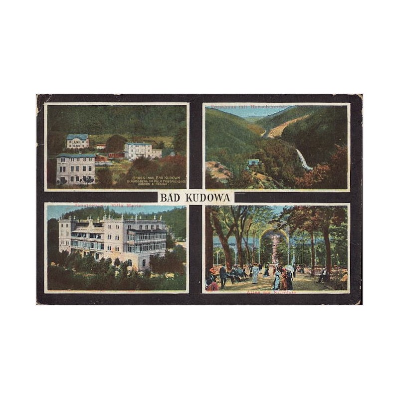 Bad Kudowa. Gruss aus Bad Kudowa. Schlossberg mit Villa Friedrichshof, Aurora & Regina. Sanatorium Villa Maria. Forsthaus mit He