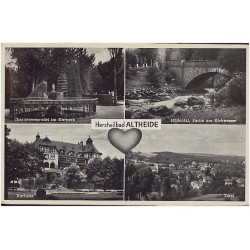 Herzheilbad Altheide. Charlottensprudel im Kurpark. Kurhaus. Höllental, Partie am Eichwasser. Total