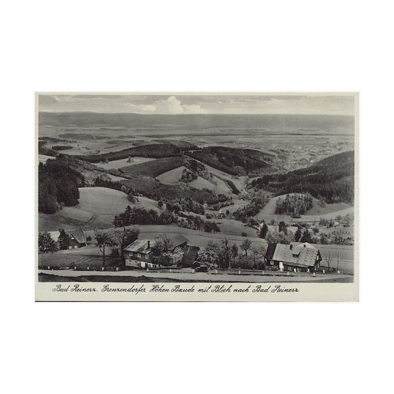 Bad Reinerz. Grenzendorfer Höhen Baude mit Blick nach Bad Reinerz