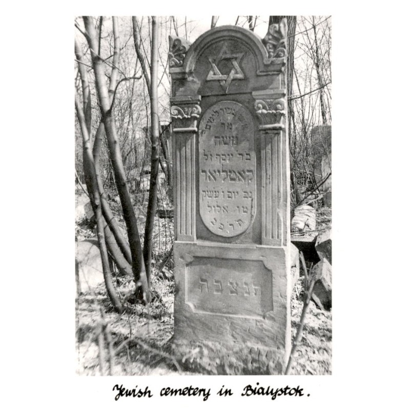 Jewish cemetery in Bialystok. / Rewers: Bialystok. "Bagnowke" jewish cemetery. Founded ca 1890 y. Photo by A. Stasiak (1982). BB