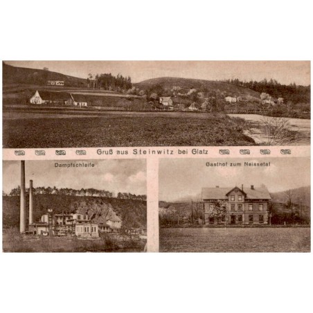 Gruß aus Steinwitz bei Glatz. Dampfschleife. Gasthof zum Neissetal