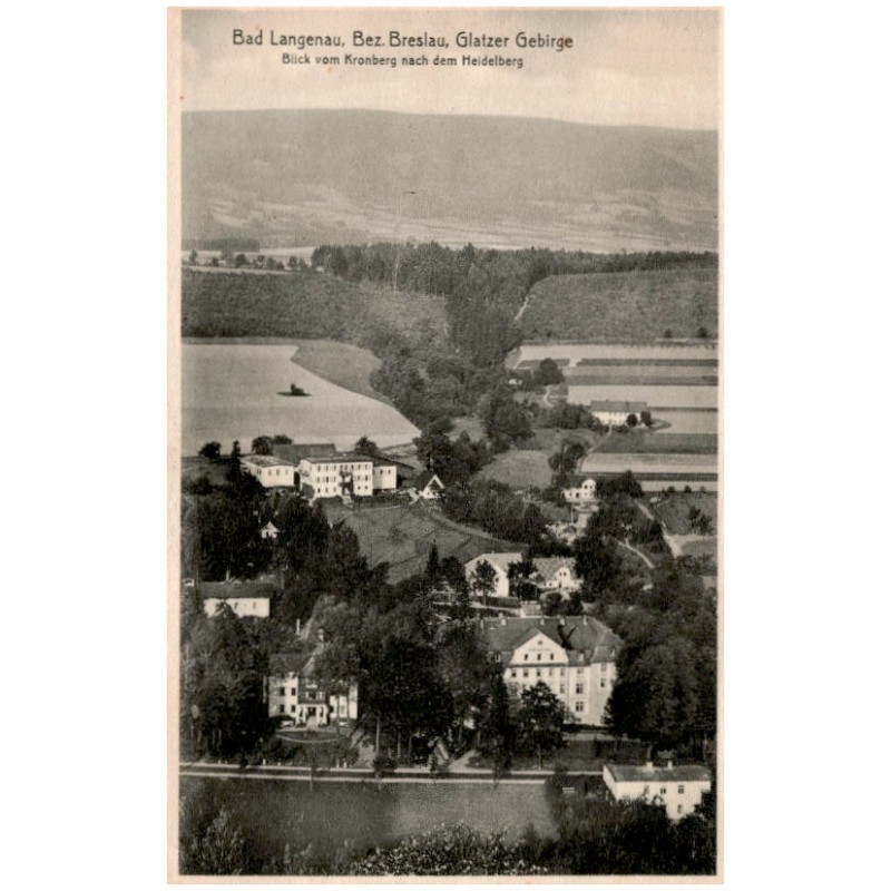 Bad Langenau, Bez. Breslau, Glatzer Gebirge. Blick vom Kronberg nach dem Heidelberg