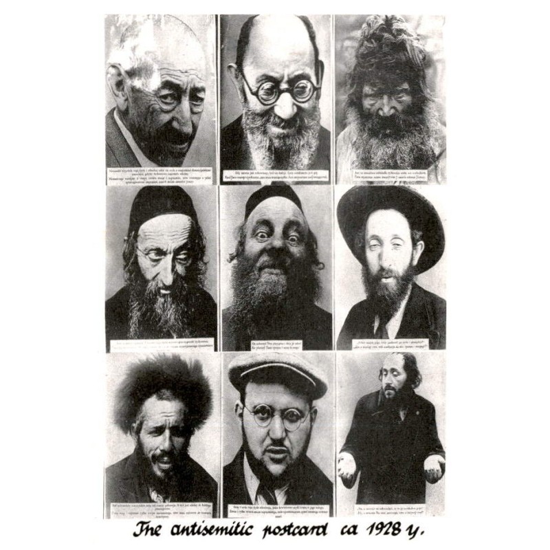 The antisemitic postcard ca 1928 y. / Rewers: The antisemitic postcard created ca 1928 y. Text in polish - beylorussian language