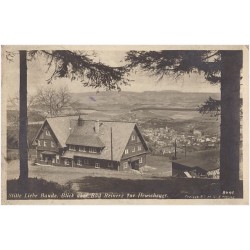 Stille Liebe Baude. Blick über Bad Reinerz zur Heuscheuer. 8441 Freiggb. R.L.M. Nr. E. 8751/40 [...]