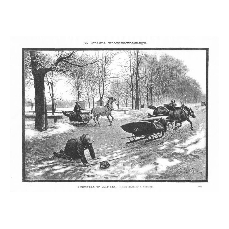 "Przygoda w Alejach. Rysunek oryginalny S. Wolskiego. (1846)"