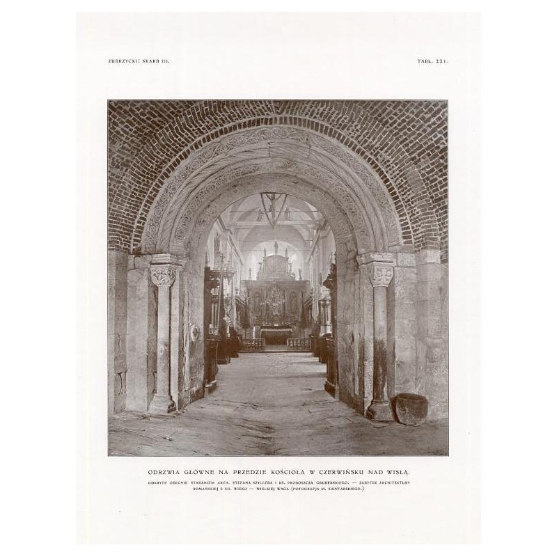 Zubrzycki: Skarb 3. Tabl. 221. Odrzwia główne Kościoła w Czerwińsku nad Wisłą (fotografia M. Zientarskiego / "ZUBRZYCKI: SKARB I