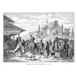 "Jarmark w małém miasteczku w Galicyi. Rysunek W. Szernera. 518"