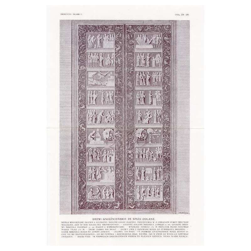 Zubrzycki: Skarb 2. Tabl. 159-160. Drzwi gnieźnieńskie ze spiżu odlane / "ZUBRZYCKI: SKARB II. TABL. 159-160. DRZWI GNIEŹNIEŃSKI