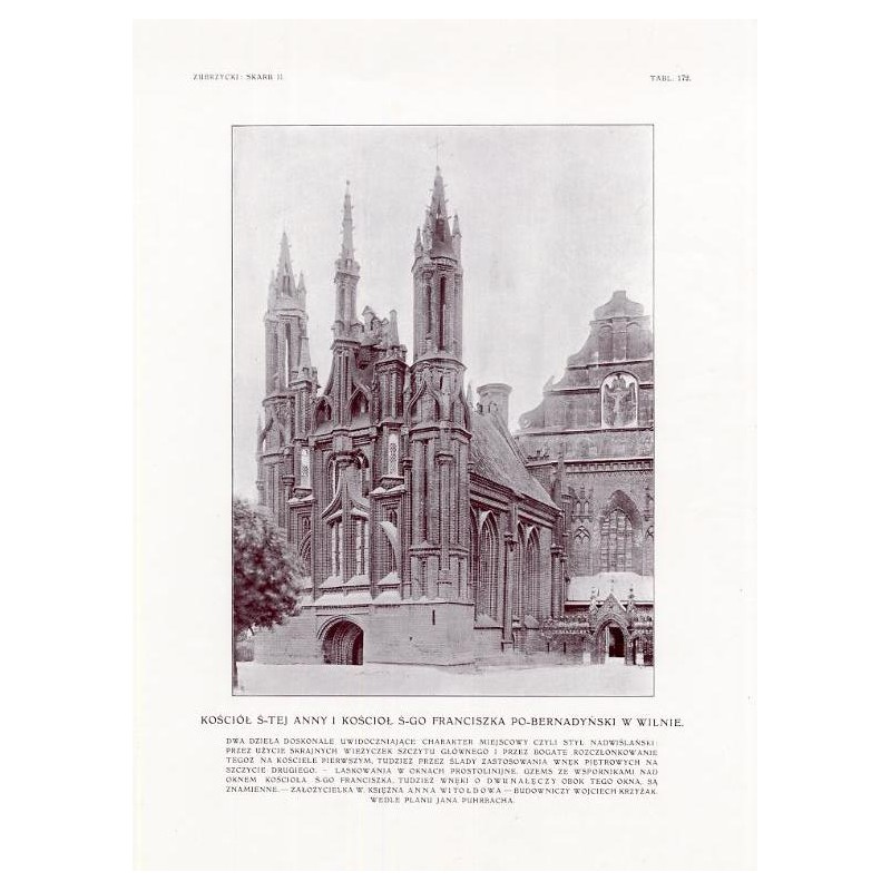 Zubrzycki: Skarb 2. Tabl. 172. Kościół św. Anny i Kościół św. Franciszka pobernardyński w Wilnie / "ZUBRZYCKI: SKARB II. TABL. 1