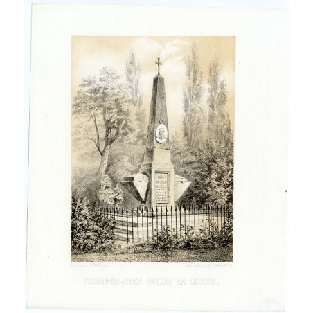 Pomnik hajduka Butzau na Lesznie / "POMNIK HAJDUKA BUTZAU NA LESZNIE. Rys. z natury i lit. W. Walkiewicz. Odbito w Lit. A. Pecq