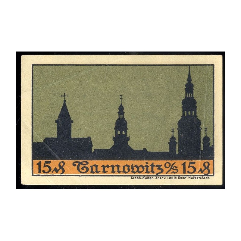"15 pf Tarnowitz O/S 15 pf" / "Buchhandlung Alfred Adolph, Tarnowitz Gut für 25 Pfennig"