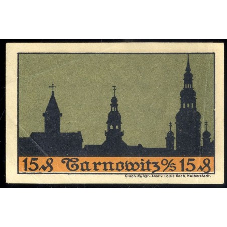 "15 pf Tarnowitz O/S 15 pf" / "Buchhandlung Alfred Adolph, Tarnowitz Gut für 25 Pfennig"