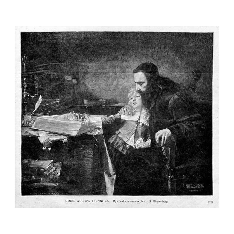 Uriel Acosta i Spinoza. Rysował z własnego obrazu S. Hirszenberg. 8192 / "URIEL ACOSTA I SPINOZA. Rysował z własnego obrazu S. H