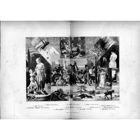 "Z WYSTAWY TOWARZ[...]WA [...]TY. SZT[...] PIĘKN[...] 1883. 1. "W altanie" Gerymskiego. 2. "Obrona Olsztyna" Alchimowicza. 3. "Z