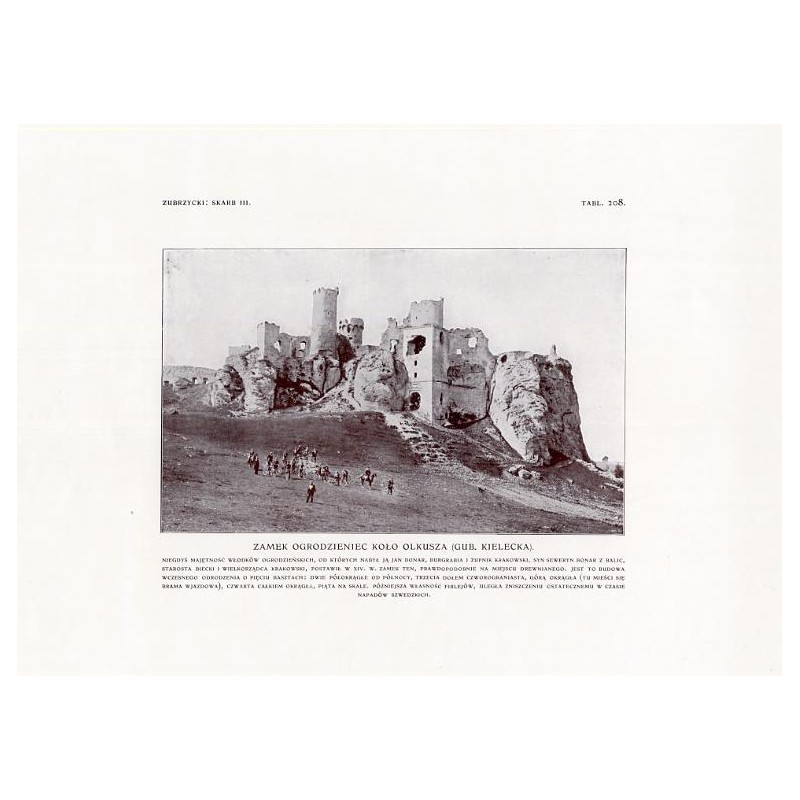 Zubrzycki: Skarb 3. Tabl. 208. Zamek Ogrodzieniec / "ZUBRZYCKI: SKARB III. TABL. 208. ZAMEK OGRODZIENIEC KOŁO OLKUSZA (GUB. KIEL