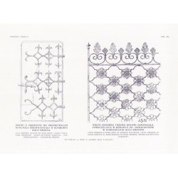 Zubrzycki: Skarb 2. Tabl. 149. [1] Drzwi z zakrystii do prezbiterium kościoła drewnianego w Komborni [2] Krata ozdobna w Koście