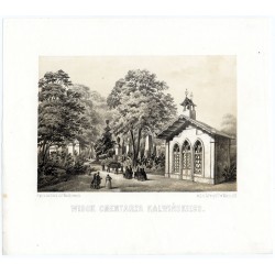 Widok cmentarza kalwińskiego / "WIDOK CMENTARZA KALWIŃSKIEGO. Rys. z natury i lit. Walkiewicz. w Lit. A. Pecq & CO w Warsz. 482
