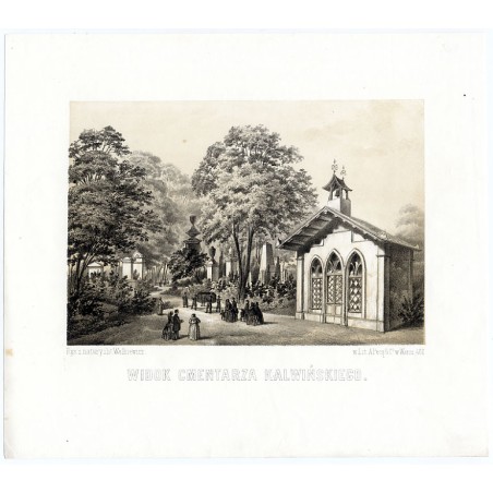 Widok cmentarza kalwińskiego / "WIDOK CMENTARZA KALWIŃSKIEGO. Rys. z natury i lit. Walkiewicz. w Lit. A. Pecq & CO w Warsz. 482