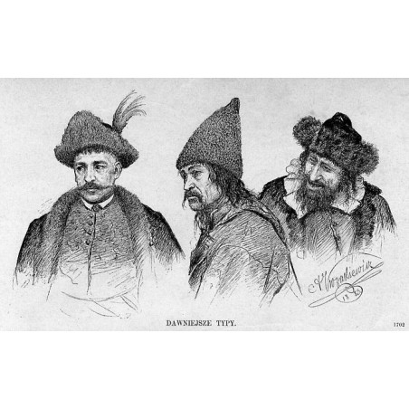 Dawniejsze typy. 1702 / "DAWNIEJSZE TYPY. 1702" / Typy szlachcica, chłopa i Żyda