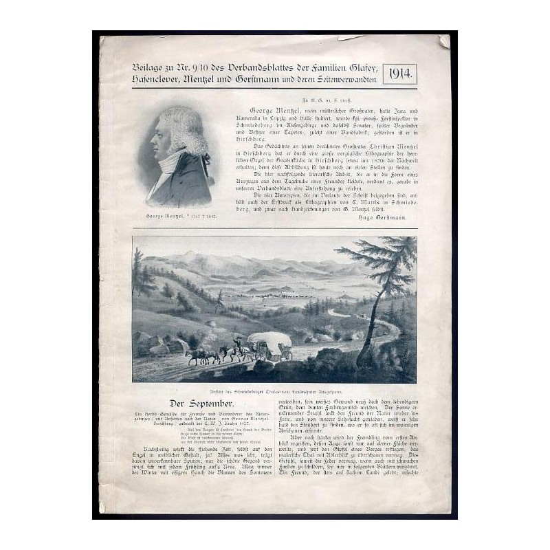 Beilage zu Nr 9/10 des Verbandsblattes der Familien Glafey, Hasenclever, Mentzel und Gerstmann und deren Seitenverwandten. 1914
