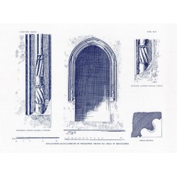 Zubrzycki: Skarb 1. Tabl. 40-48 66-69 i 75-76. Collegium Iagellonicum w Krakowie [przekrój podłużny i detale architektoniczne]