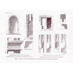Zubrzycki: Skarb 1. Tabl. 40-48 66-69 i 75-76. Collegium Iagellonicum w Krakowie [przekrój podłużny i detale architektoniczne]