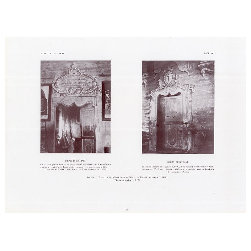 Zubrzycki: Skarb 4. Tabl. 386. [1] Drzwi drewniane do zakrystii kościoła w Bóbrce [2] Drzwi drewniane do kaplicy kościoła w Bób