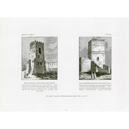 Zubrzycki: Skarb 4. Tabl. 322. [1] Wieża zachodnia w Łucku, przy zamku górnym [2] Wieża południowo-wschodnia przy zamku w Łucku