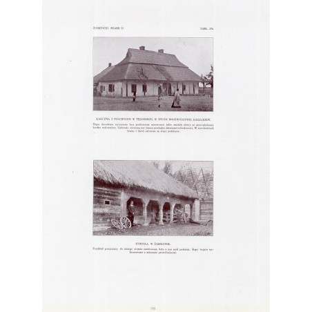 Zubrzycki: Skarb 4. Tabl. 376. [1] Karczma z podcieniem w Tęgoborzu [2] Stodoła w Żabikowie / "ZUBRZYCKI: SKARB IV. TABL. 376.