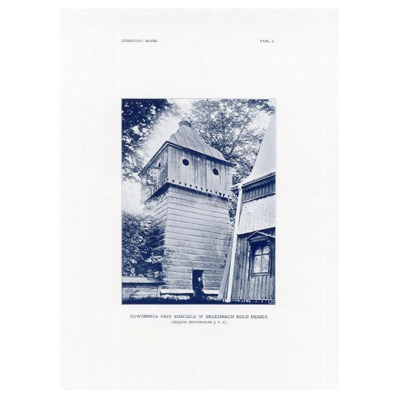 Zubrzycki: Skarb 1. Tabl. 50. Dzwonnica przy kościele w Brzezinach / "ZUBRZYCKI: SKARB. TABL. L. DZWONNICA PRZY KOŚCIELE W BRZEZ