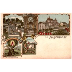 Gruss aus Albendorf. Calvarienberg. Hochaltar in der Gnadenkapelle. Der Ursprung von Albendorf. Engelbau.