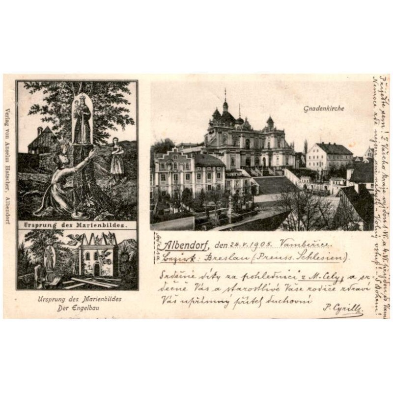 Albendorf. Ursprung des Marienbildes. Ursprung des Marienbildes. Der Engelbau. Gnadenkirche