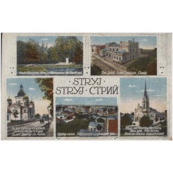 Stryj. Stryj. Cтpий. Park Olszyna. Krieger-Monument im Stadtpark. Tow. Sokół. Sokol-Gebäude. Coкил. Gr. kat. Cerkiew na Łanach.