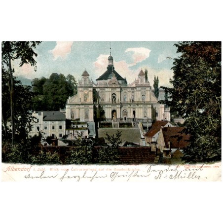 Albendorf i. Schl. Blick vom Calvarienberg auf die Gnadenkirche.