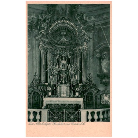 Die "Allerheiligste" Hochaltar mit Gnadenbild / Rewers: Wallfahrtkirche U. L. Fr. von Albendorf Grafschaft Glatz