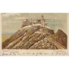 Riesengebirge. Schneekoppe m. meteorol. Station, im Sommerschnee