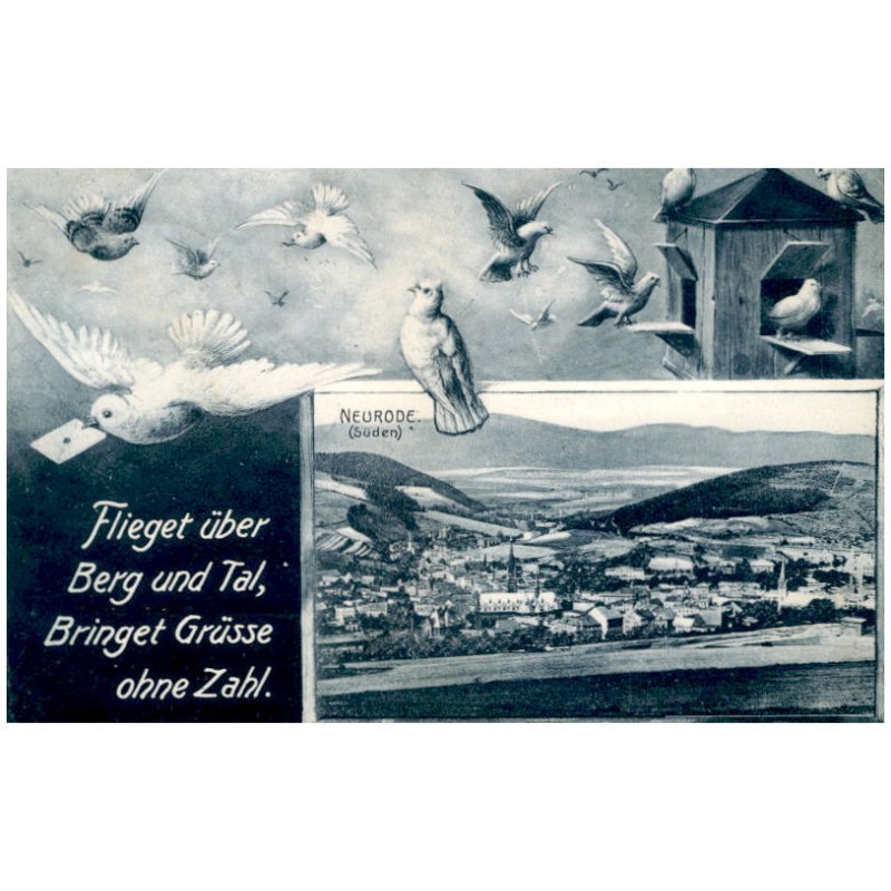 Flieget über Berg und Tal, Bringet Grüsse ohne Zahl. Neurode (Süden)