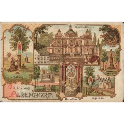 Gruss aus Albendorf. Ursprung. Gnaden Kirche. Kalvarienberg. Hochaltar. Engelbau. Osterberg-Monument